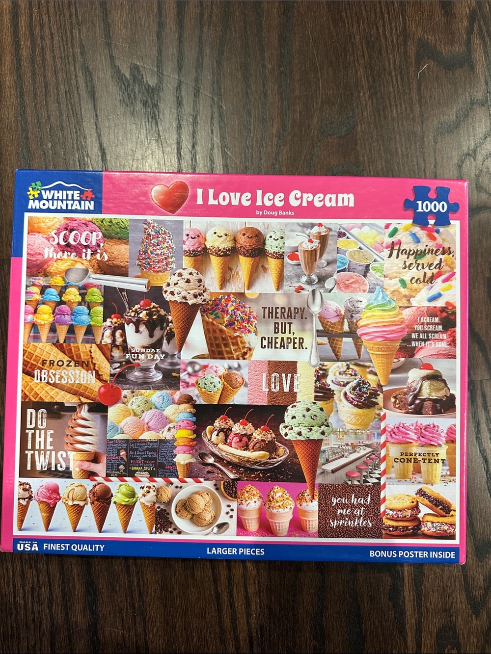 White Mountain I Love Ice Cream Puzzle - Pink, Blue, Yellow, Brown